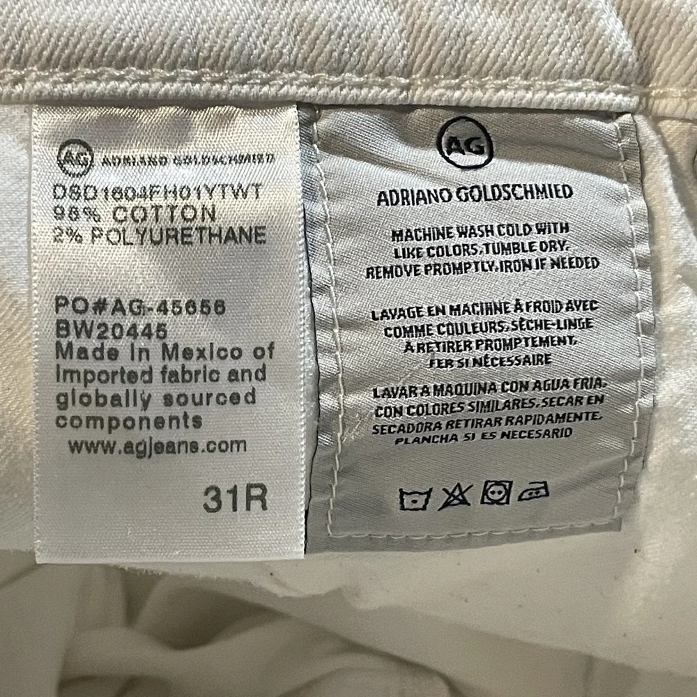 AG Adriano Goldschmied Size 31 Shorts Denim Jeans Relaxed White Mid Rise F-45‎